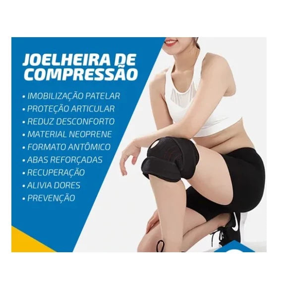 Joelheira Compressão Ortopedica Articulada Apoio Reforçado