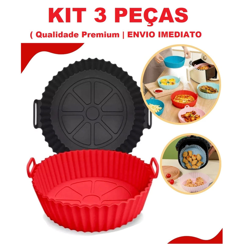 Kit com 3 Formas De silicone Antiaderente Air fryer