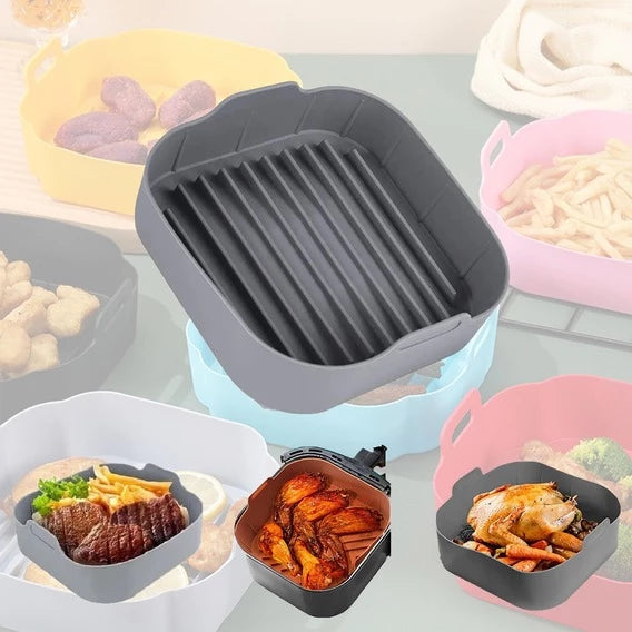 Kit com 3 Formas De silicone Antiaderente Air fryer