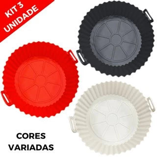 Kit com 3 Formas De silicone Antiaderente Air fryer